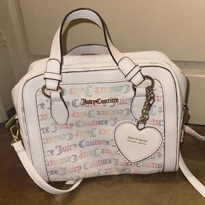 Juicy Couture White Satchel with Multicolor Logo